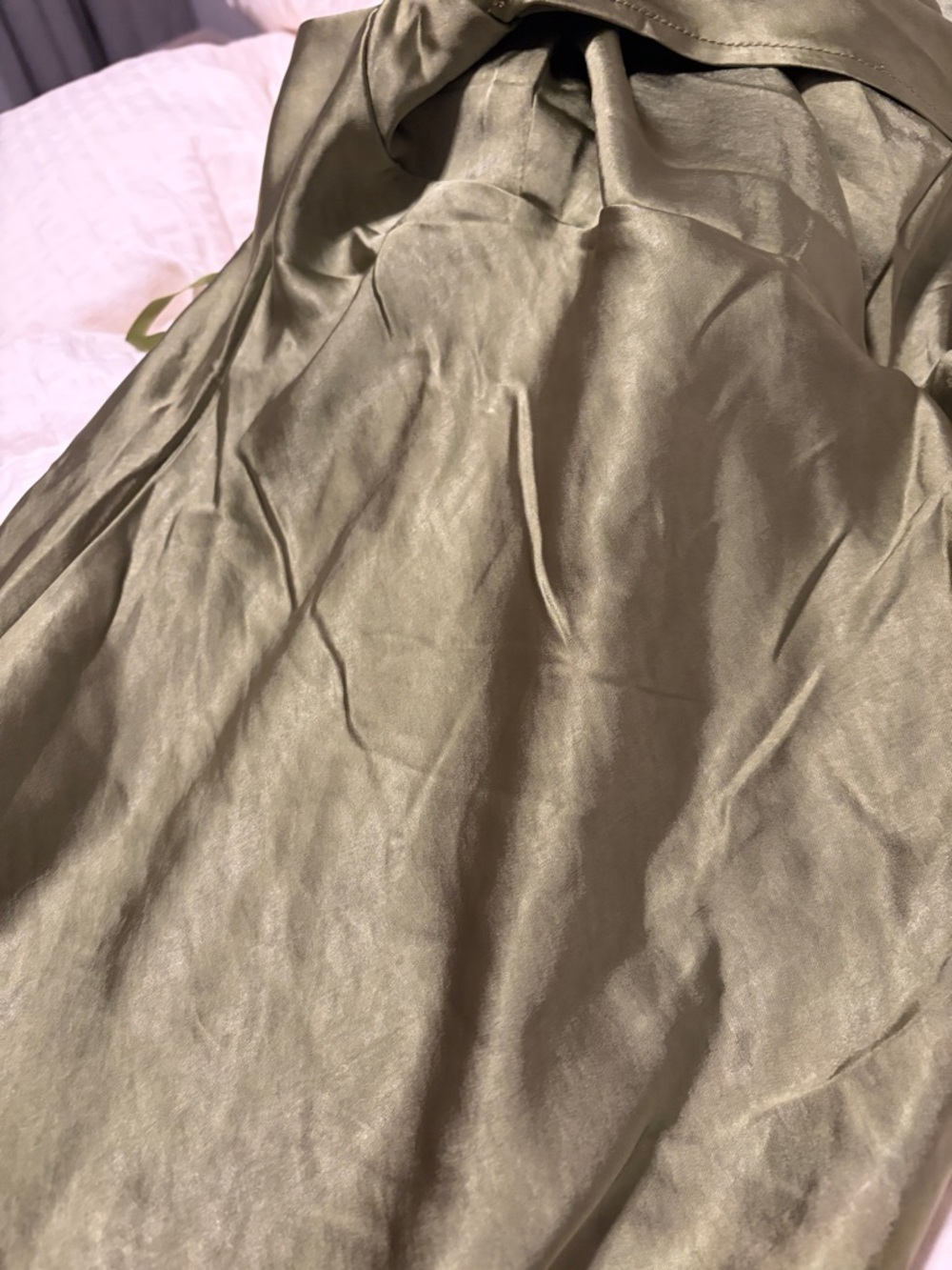 Well Versed Pleated Bust Front Split Dress | Olive - Picture 5 of 5
